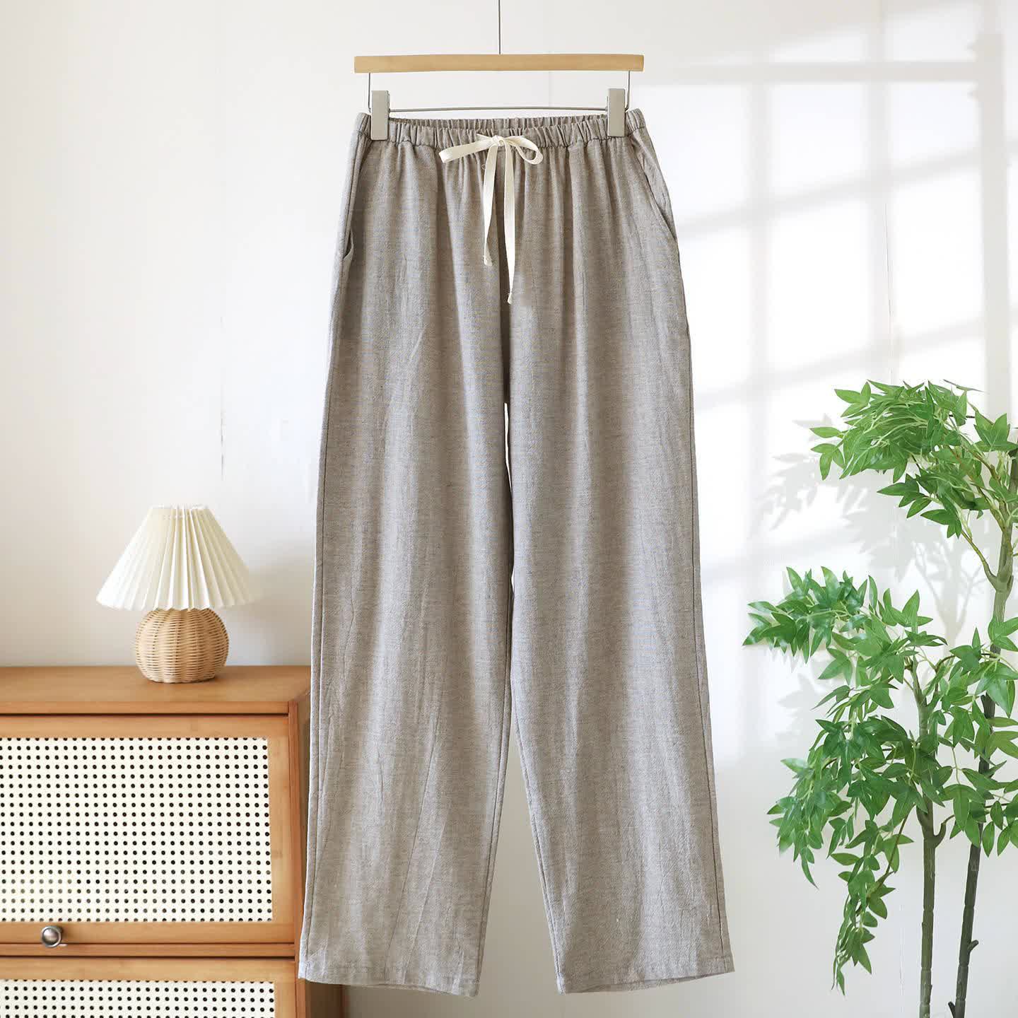 Couple Matching Cotton Linen Lounge Pants - Light Coffee - Men - XXL - image 16