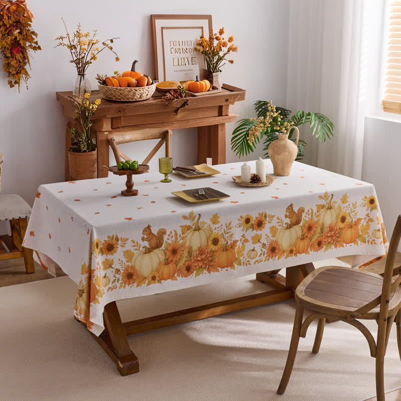 Ownkoti Sunflower Pumpkin Harvest Waterproof Tablecloth
