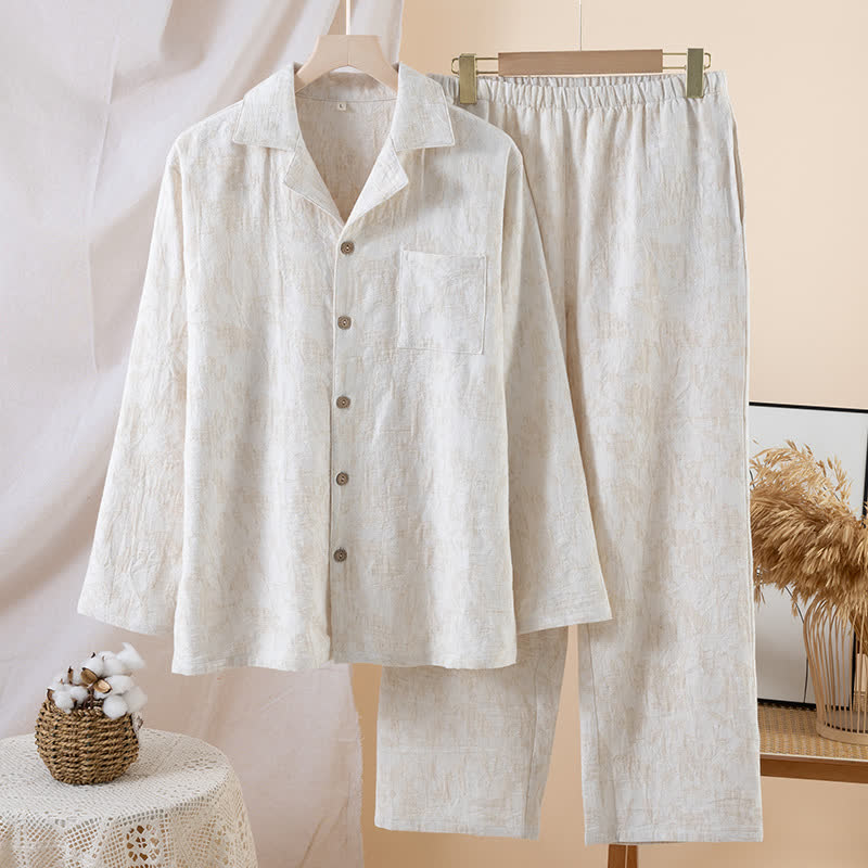 Matching Minimalist Cotton Linen Loungewear Set - Men - XL - image 18