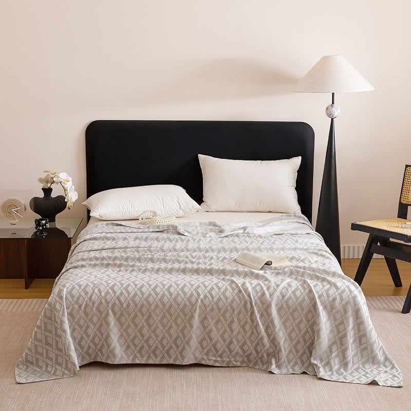 Geometric Plaid Cooling Sheet Bedspread - Silver - Queen - image 12