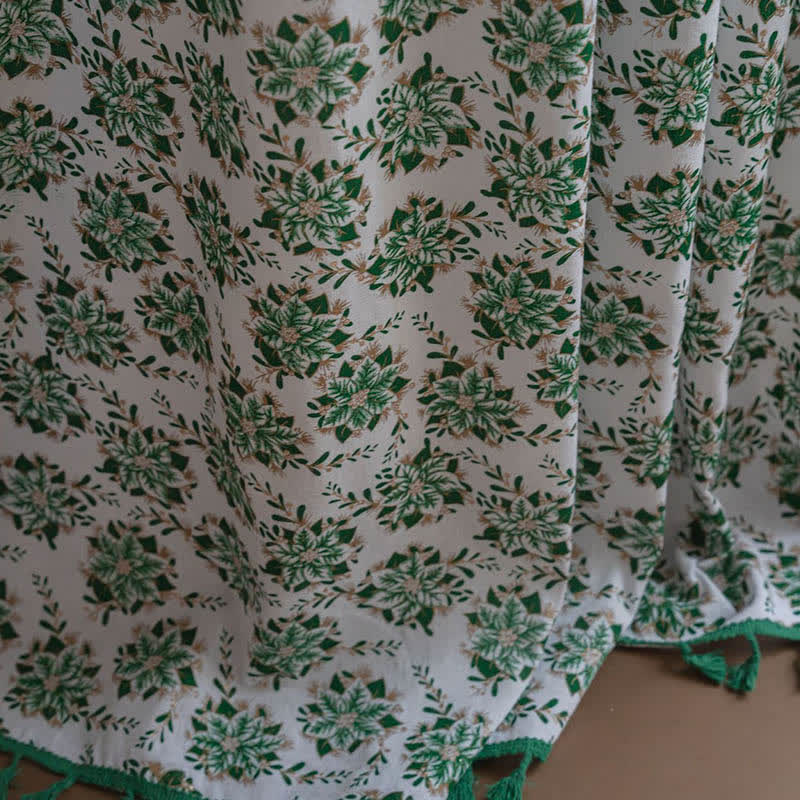 Christmas Floral Edelweiss Print Curtain - image 8