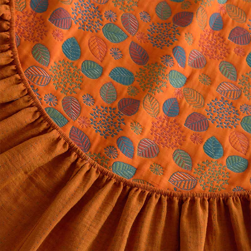 Leaf Print Cotton Gauze Fitted Sheet - image 9