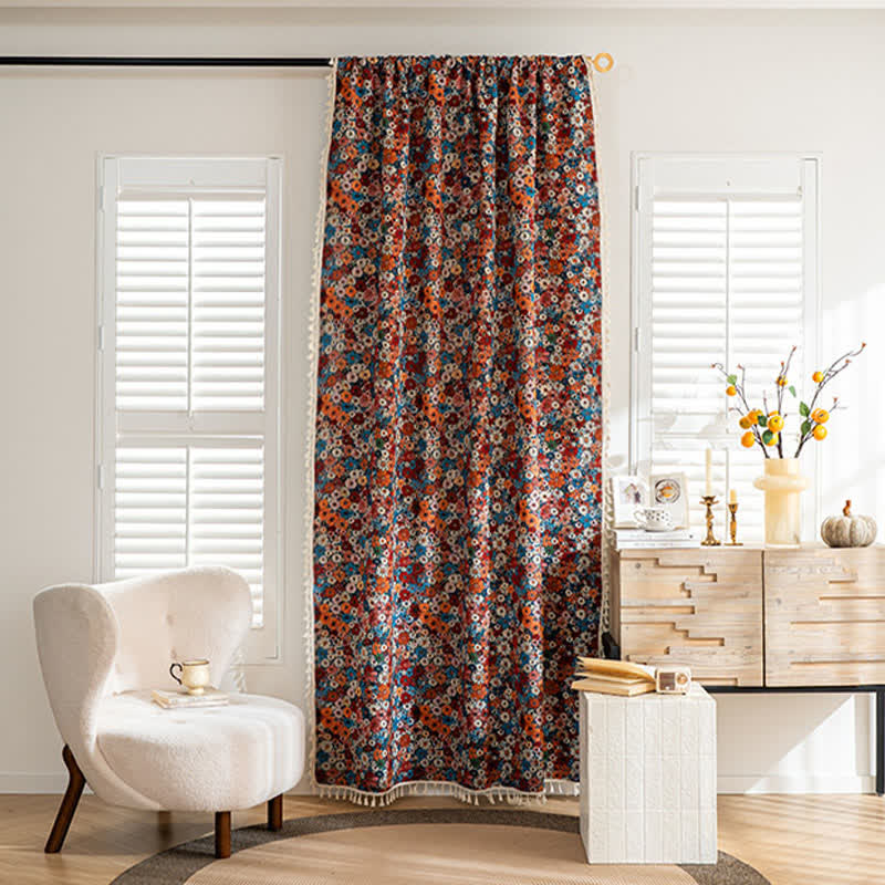 Colorful Daisy Jacquard Tassel Curtain - image 2