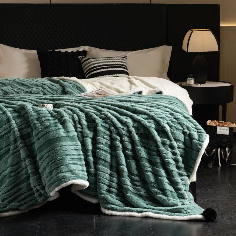 Textured Striped Jacquard Throw Blanket - Green - Queen - image 12
