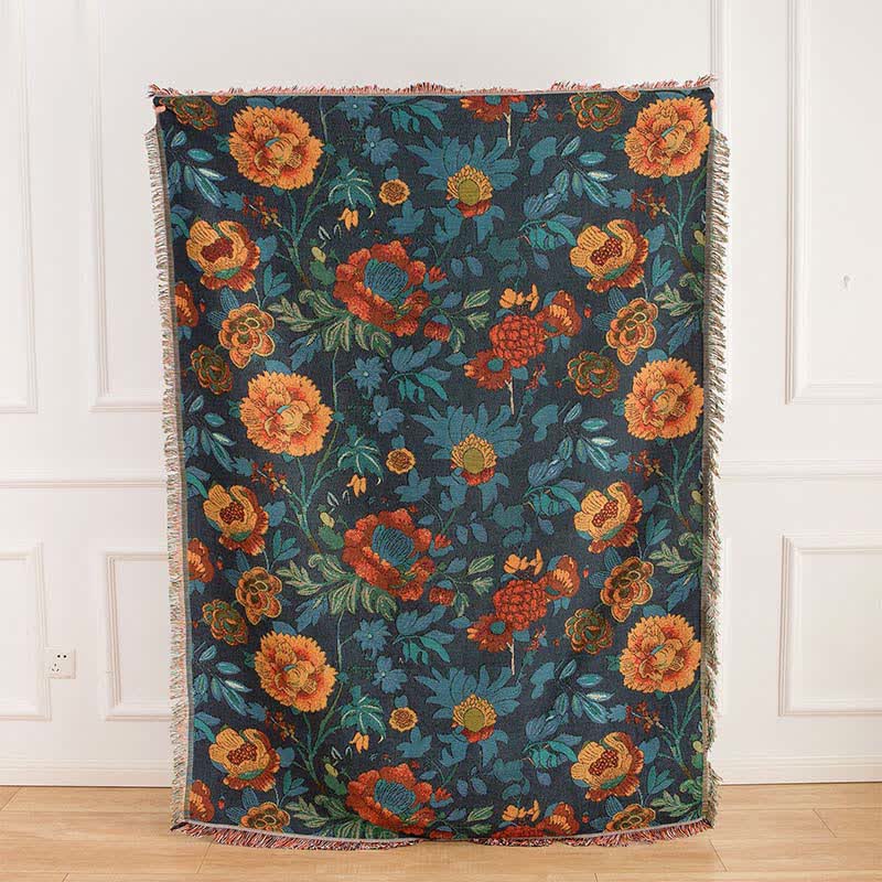 Retro Yellow Floral Sofa Throw Blanket - image 6