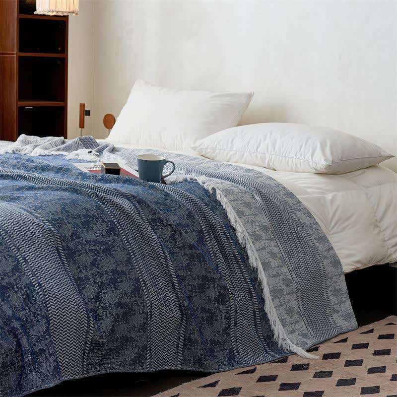 Modern Jacquard Reversible Cotton Tassel Quilt - image 8
