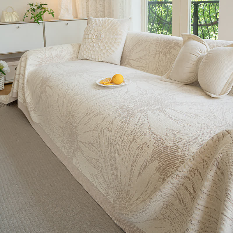 Artistic Sunflower Chenille Sofa Throw Blanket - Brown - 71" x 134" - image 6