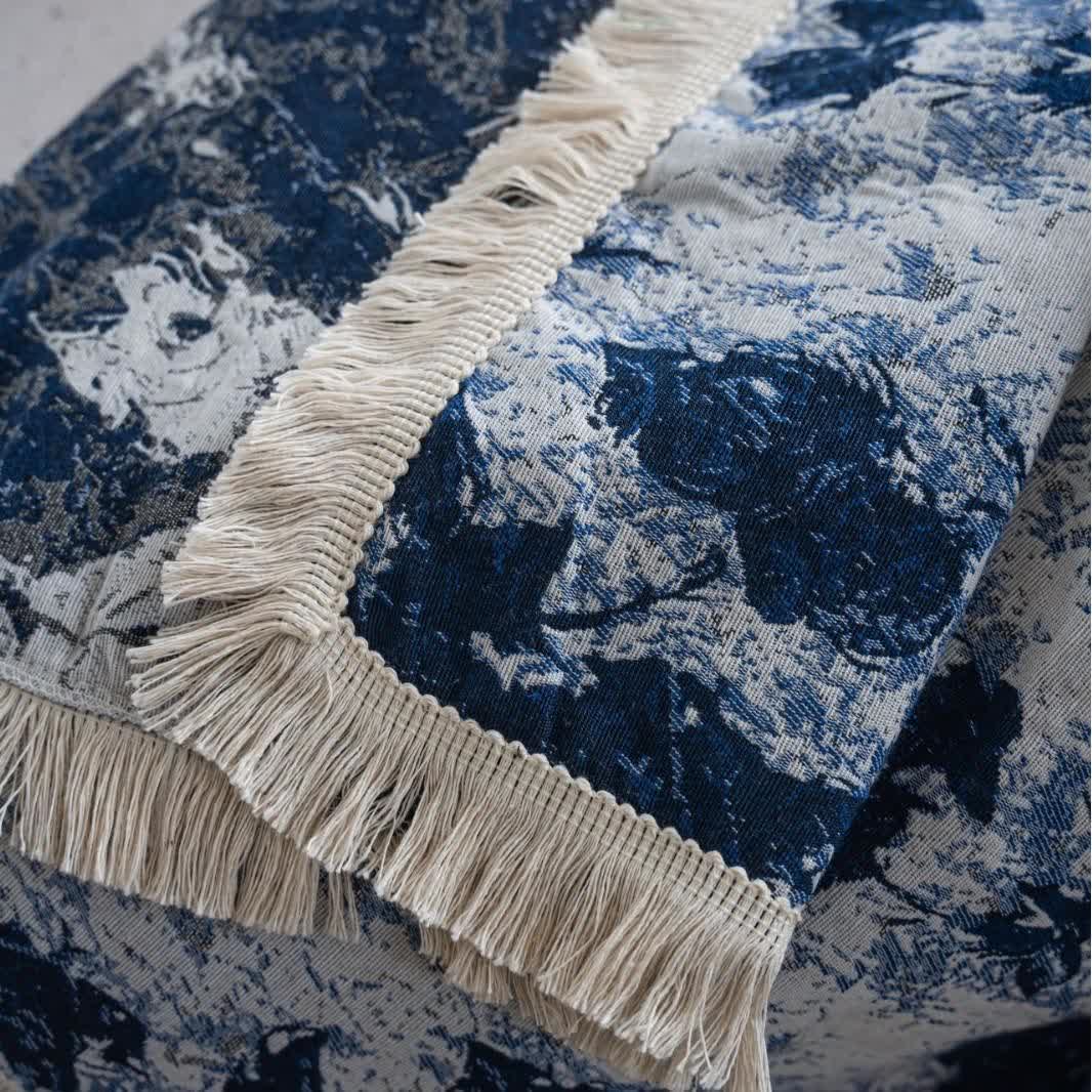 Blue Abstract Jacquard Sofa Throw Blanket - image 6