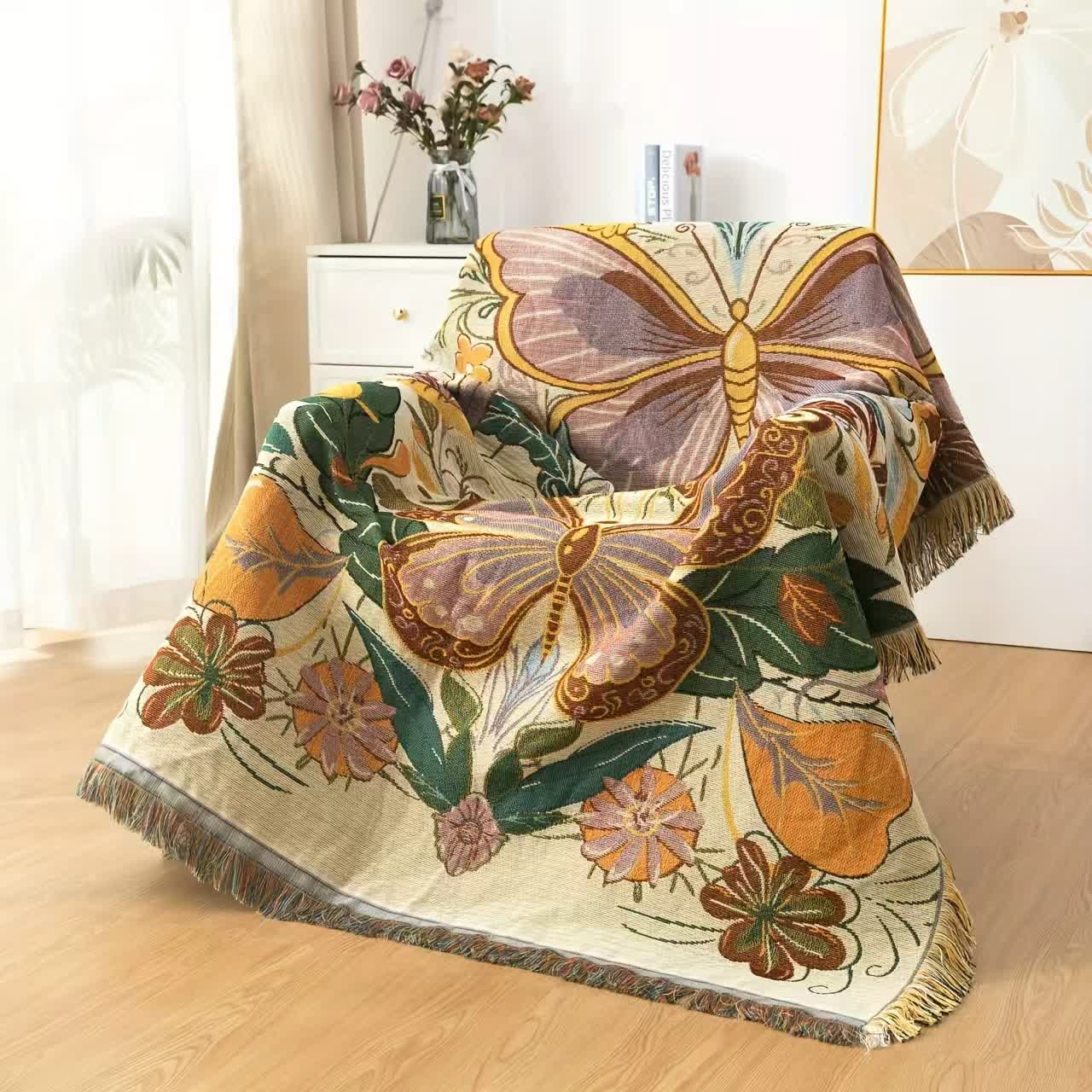 Colorful Floral Blossom Sofa Throw Blanket - image 1