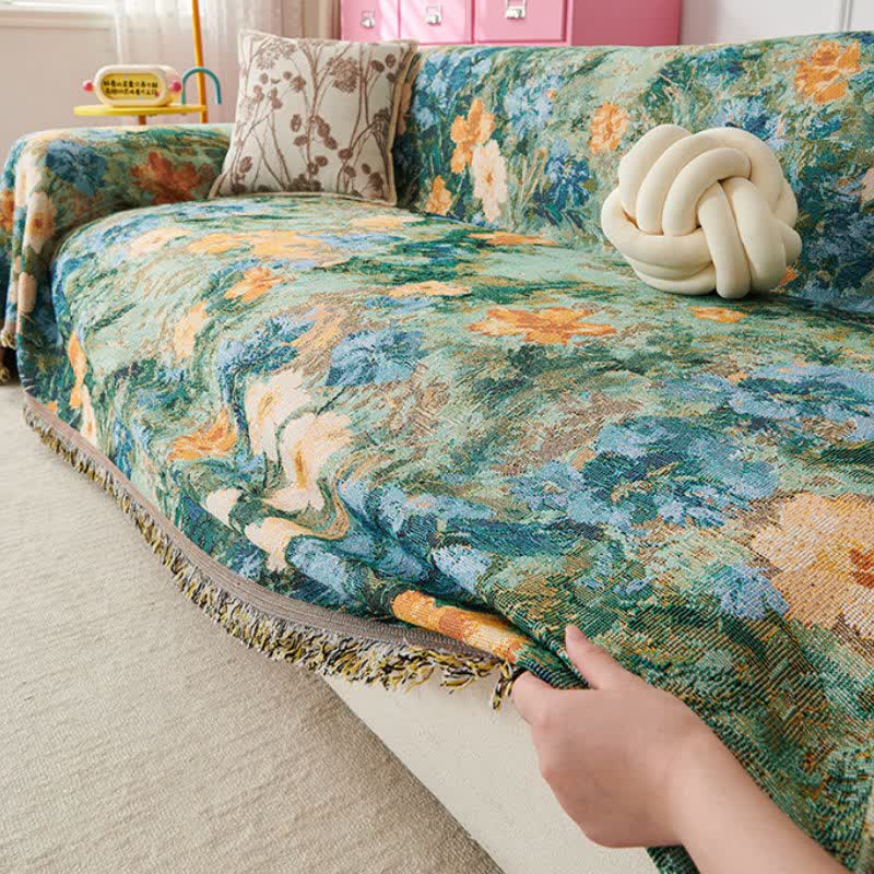 White Blossom Botanical Sofa Throw Blanket - image 3