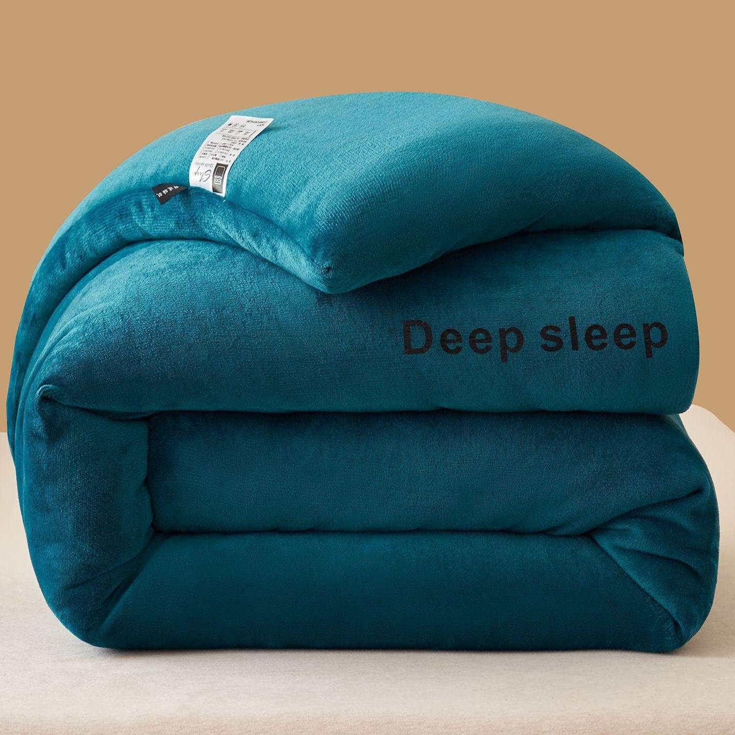 Letter Printed Fluffy Plush Warm Blanket - Lake Blue - King - image 22