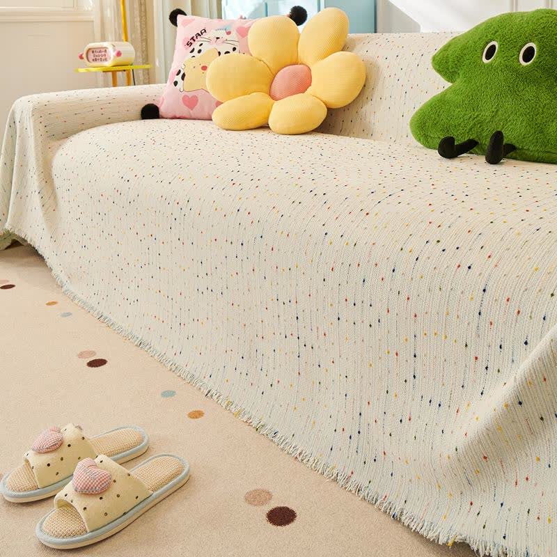 Colorful Polka Dot Chenille Sofa Protector - Blue - 71" x 134" - image 9