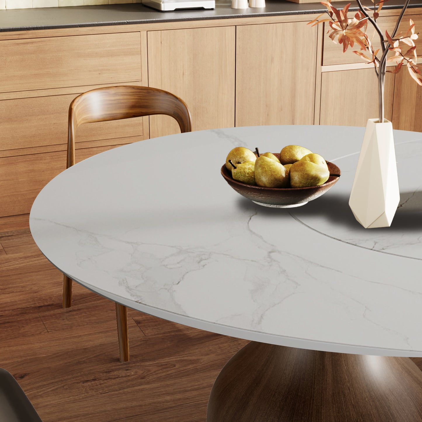 Hourglass-shaped Base Dining Table With Built-in Lazy Susan - image 17