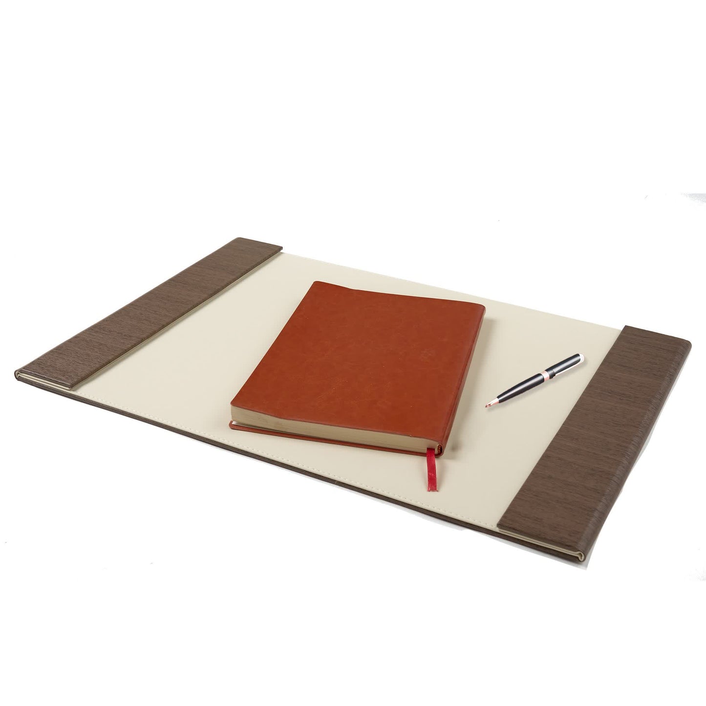 Wooden Trim Leather Desk Pad - image 9