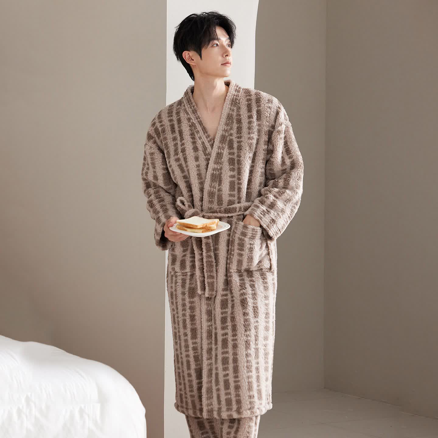 Ownkoti Unisex Luxury Line-Art Plush Robe - image 7