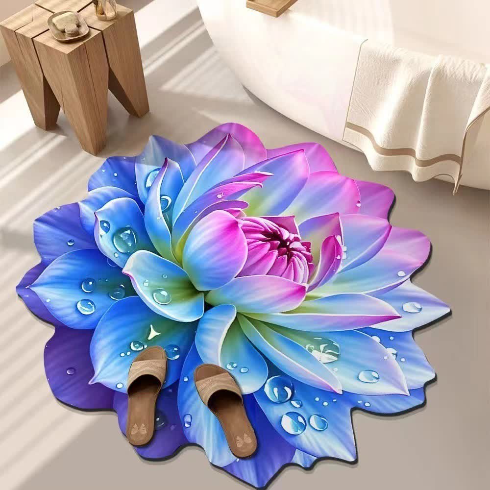 Ownkoti Colorful Floral 3D Effect Rug - Blue & Purple - 55" - image 8