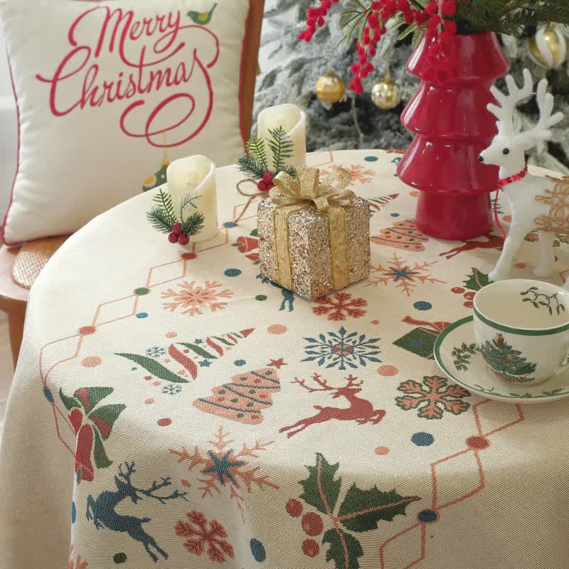 Ownkoti Christmas Bell Elk Tassel Tablecloth - image 4
