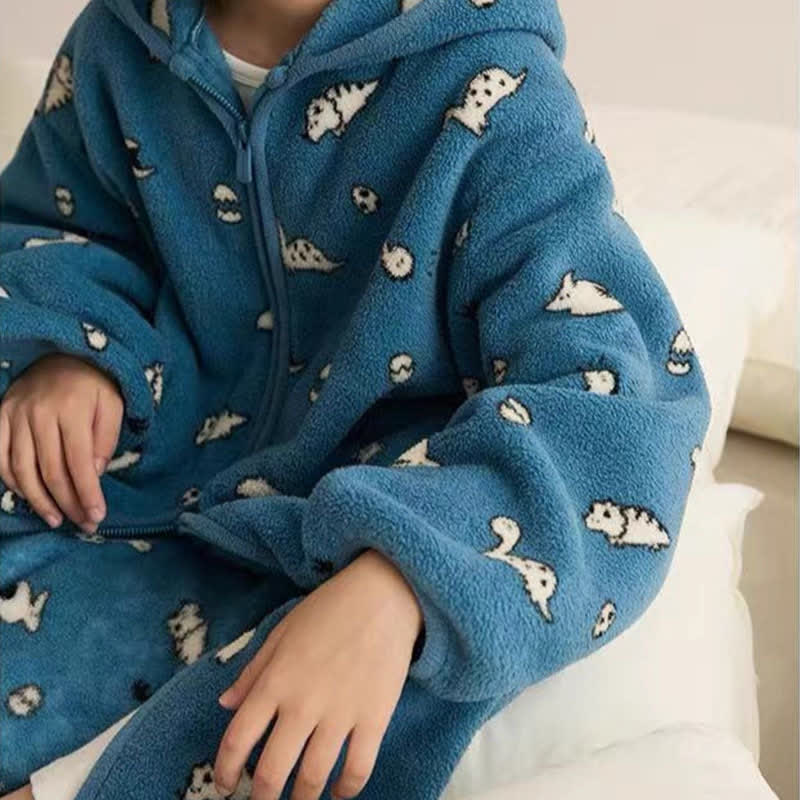 Ownkoti Animal Print Hooded Zip-up Plush Child Robe - image 8