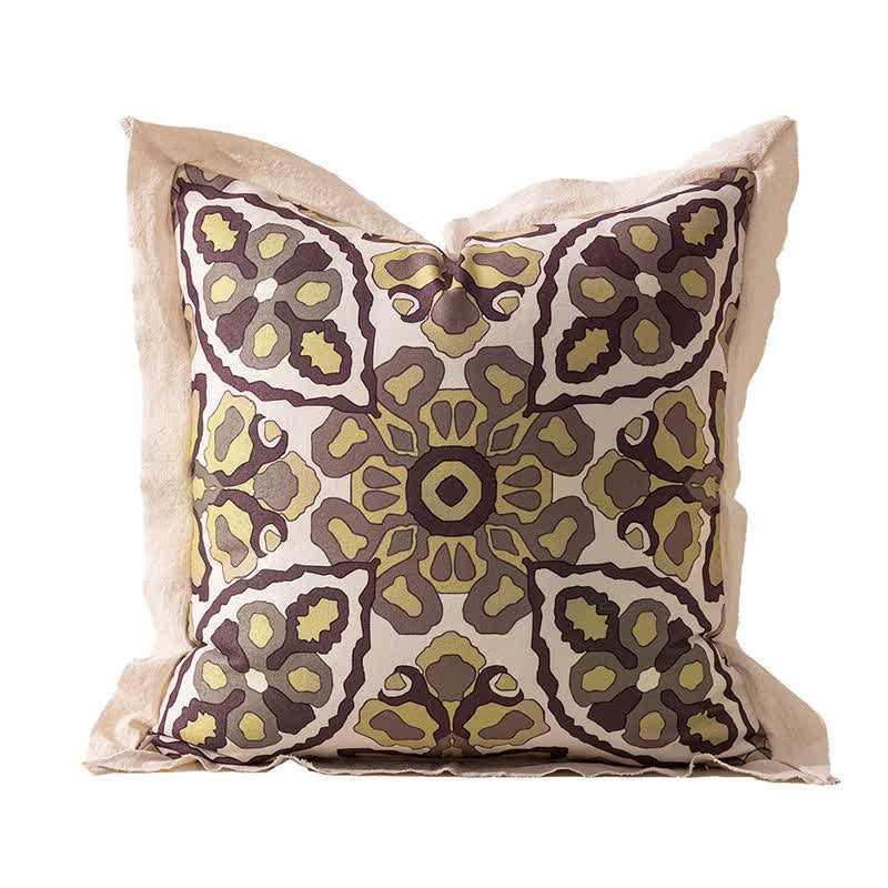 Ownkoti Vintage Throw Pillow Cover with Flanged Edge - D - 18" x 18" - image 12