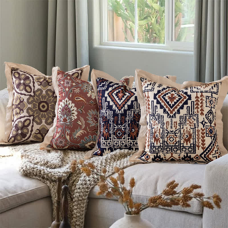 Ownkoti Vintage Throw Pillow Cover with Flanged Edge – ownkoti