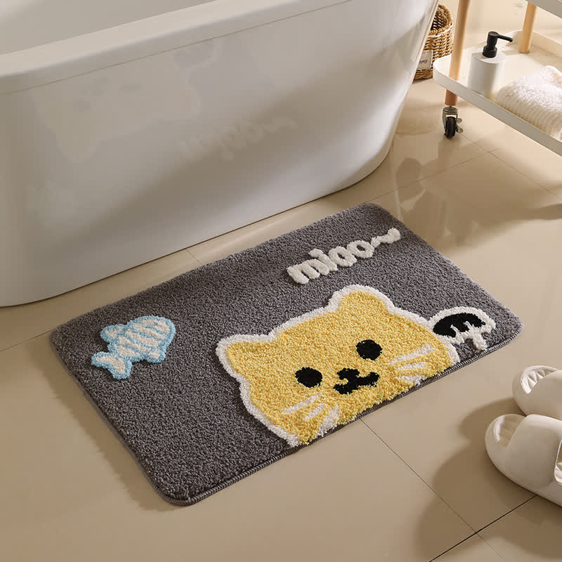 Ownkoti Cartoon Animal Pattern Non-slip Bath Mat - Cat - 19"W x 31"L - image 4