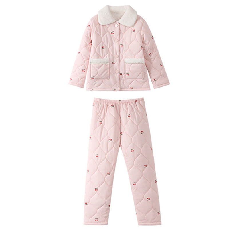 Ownkoti Cherry Print Quilted Child Loungewear Set - image 5