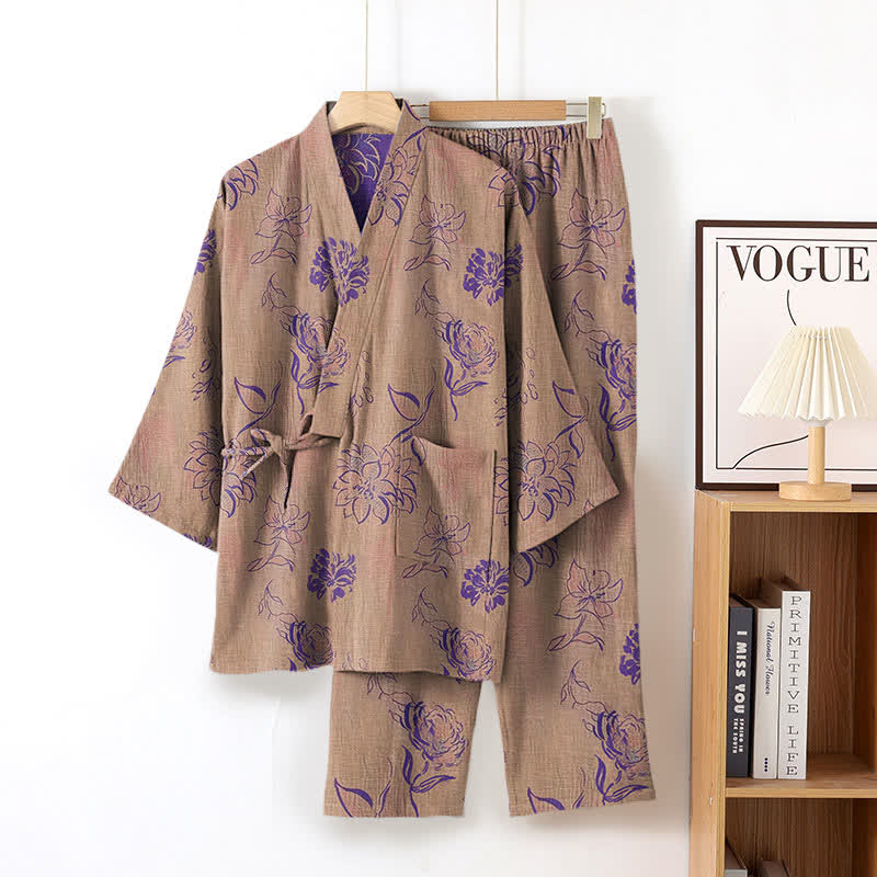 Ownkoti Peony Cotton Gauze Kimono Loungewear Set - image 12