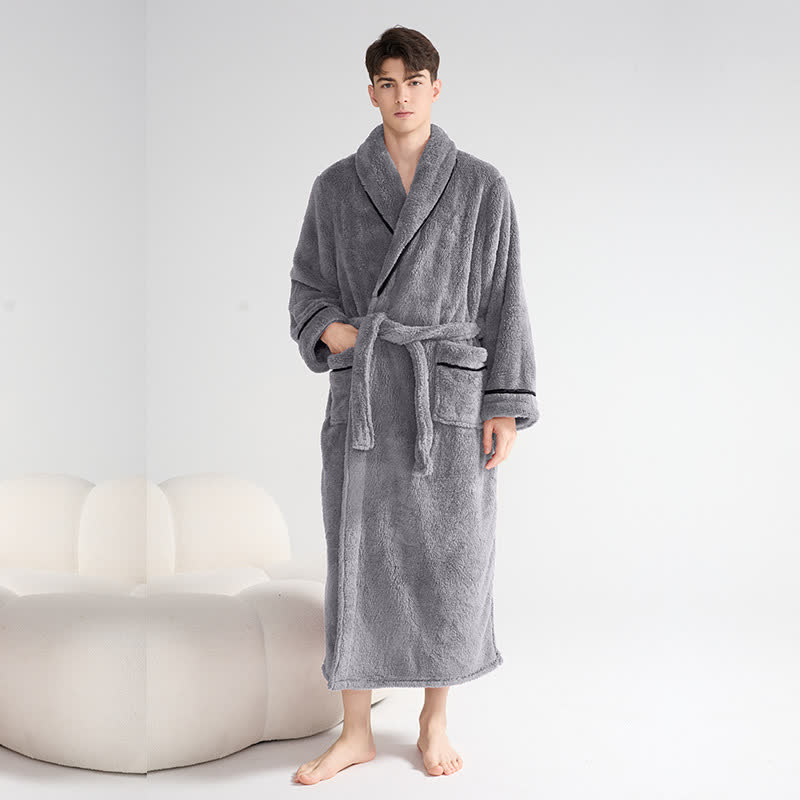 Ownkoti Unisex Plush Solid Warm Long Robe - image 11