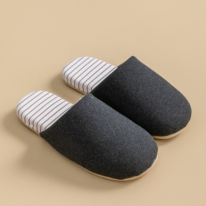 Ownkoti Striped Sole Plush-Lined House Slippers - Black - 2XL - image 7