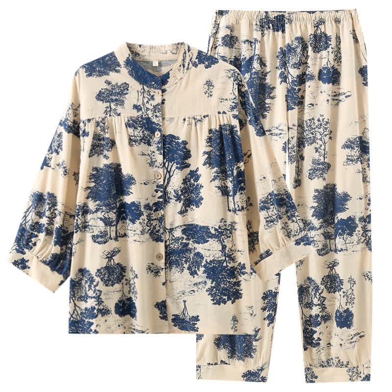 Ownkoti Retro Oriental Style Tree Cotton Loungewear - image 3