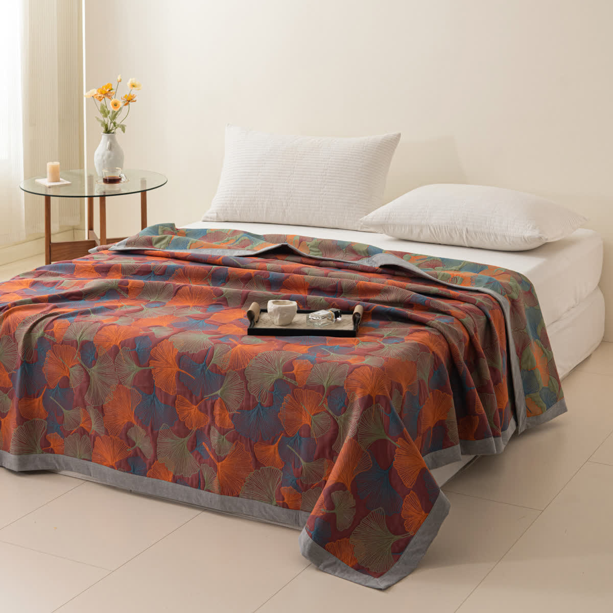 Ownkoti Rustic Ginkgo Leaf Cotton Gauze Quilt - image 1
