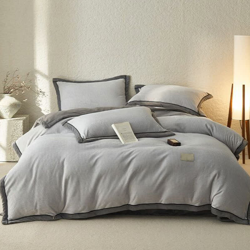 Ownkoti Waffle Textured Reversible Plush Bedding Set(4PCS) - image 18