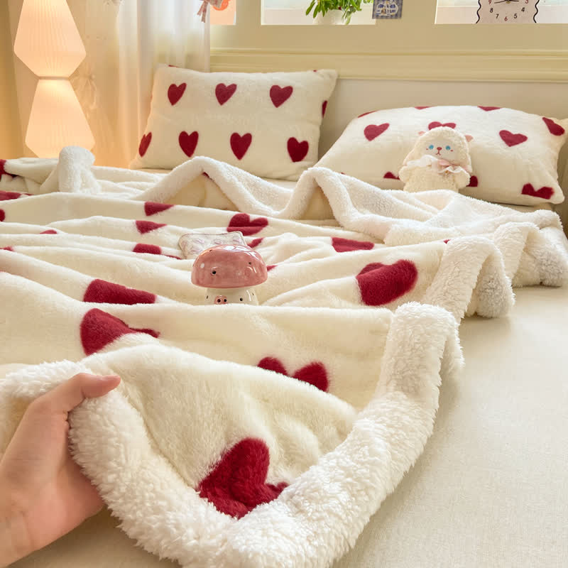 Ownkoti Heart Pattern Plush Fleece Throw Blanket - image 7