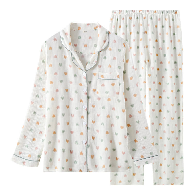 Ownkoti Colorful Heart Cotton Gauze Pajama Set - image 4