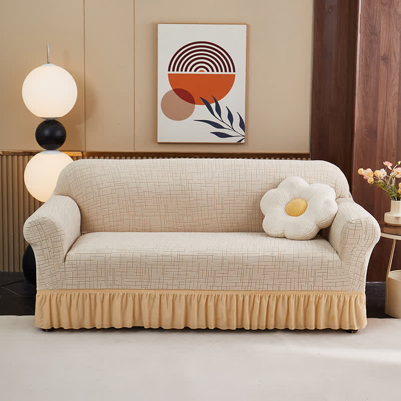 Ownkoti Elastic Full-Wrap Universal Fit Slipcover - Beige - 4-Seater 92" - 118" - image 10