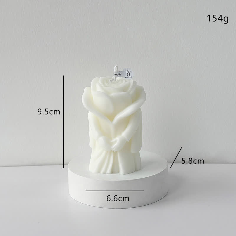 Ownkoti Romantic Rose-Shaped Scented Candle - White - 4PCS - 2.28"W x 2.6"L x 3.74"H - image 4