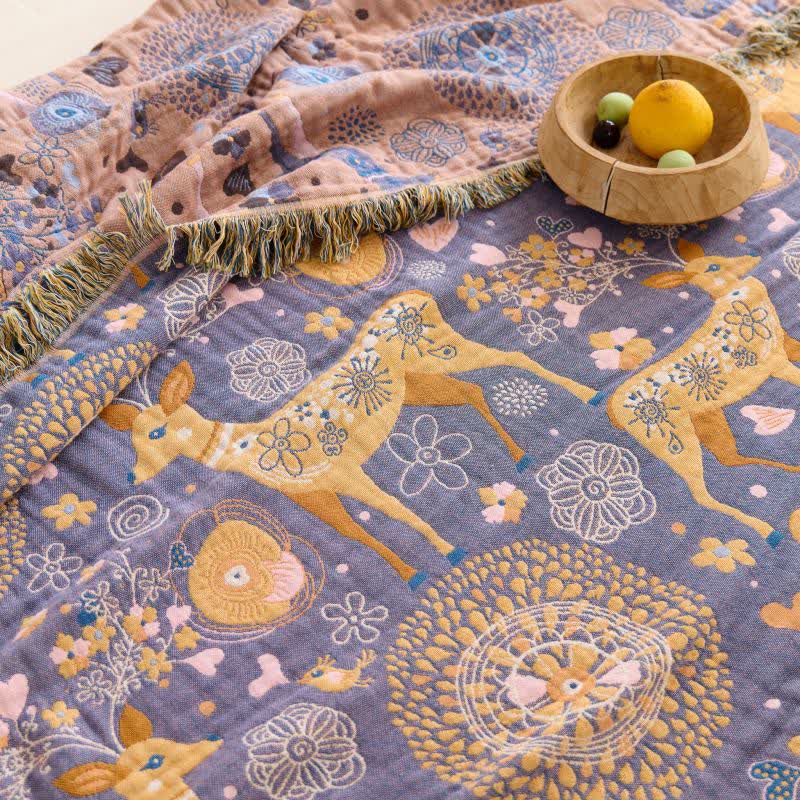 Ownkoti Reversible Floral Deer Cotton Gauze Quilt - image 9