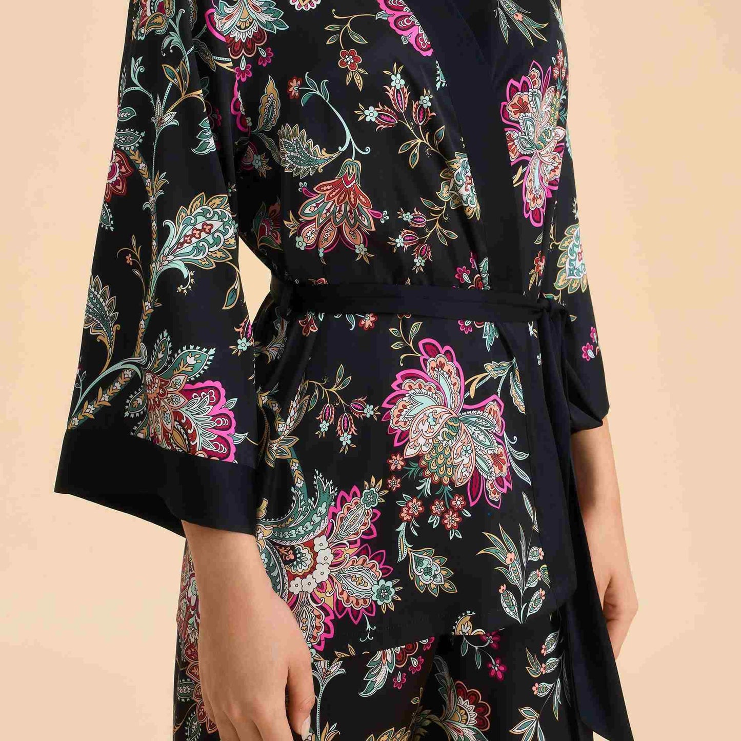 Ownkoti Luxury Dark Bloom Kimono Loungewear Set - image 1