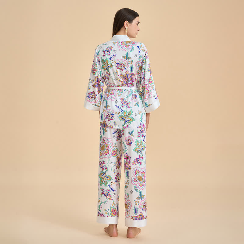 Ownkoti Retro Floral Kimono Loungewear Set - image 4