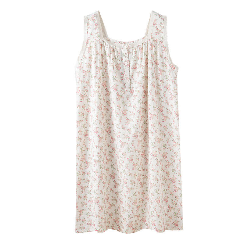 Ownkoti Pink Floral Pure Cotton Sleeveless Nightdress - image 8