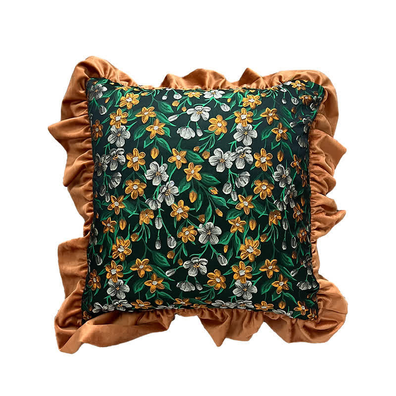 Ownkoti Retro Floral Leaf Ruffled Throw Pillow - image 5