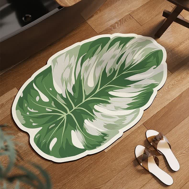 Ownkoti Tropical Leaf-Shaped Anti-Slip Bath Mat - Green - 31"x 47" - image 0