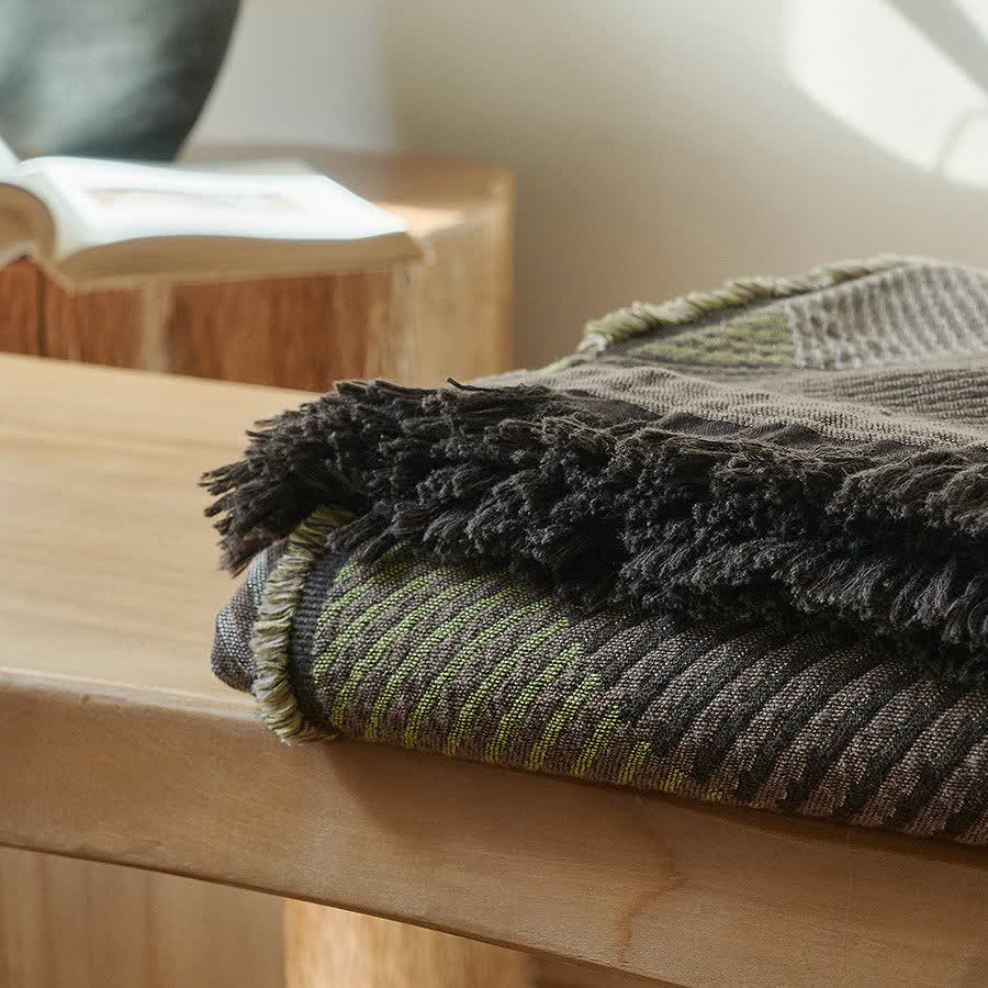 Ownkoti Subtle Striped Cotton Tassel Blanket - image 7