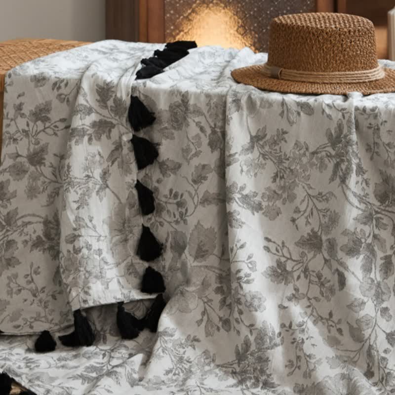 Ownkoti Subtle Floral Jacquard Cotton Linen Blanket - image 4