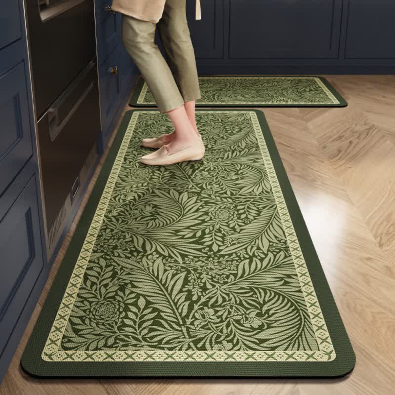 Ownkoti Botanical Leaf Pattern Kitchen Rug - 23" x 35"+23" x 79" - image 0