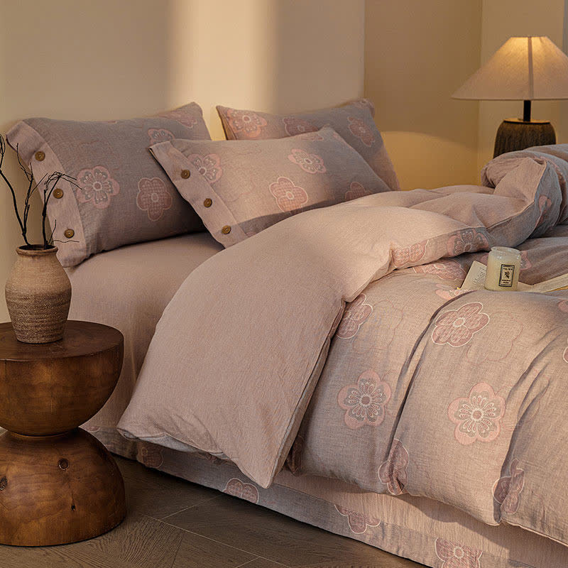 Ownkoti Country Floral Cotton Double Gauze Bedding Set(4PCS) - image 3