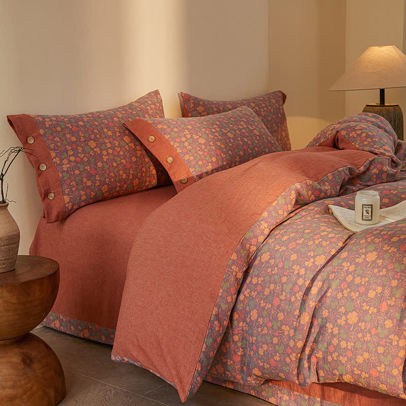 Ownkoti Lucky Clover Cotton Double Gauze Bedding Set(4PCS) - image 3