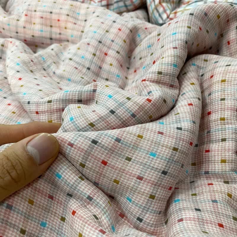 Ownkoti Colorful Check & Dot Cotton Gauze Bedding Set(4PCS) - image 5