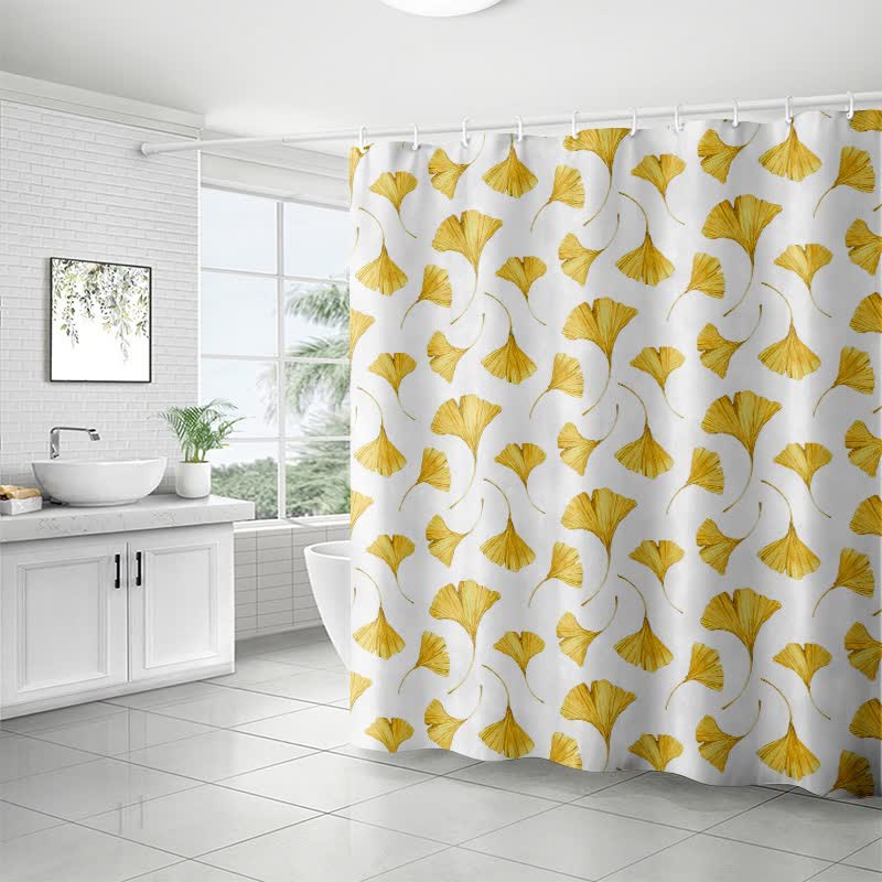 Ownkoti Golden Ginkgo Leaf Print Shower Curtain - image 7