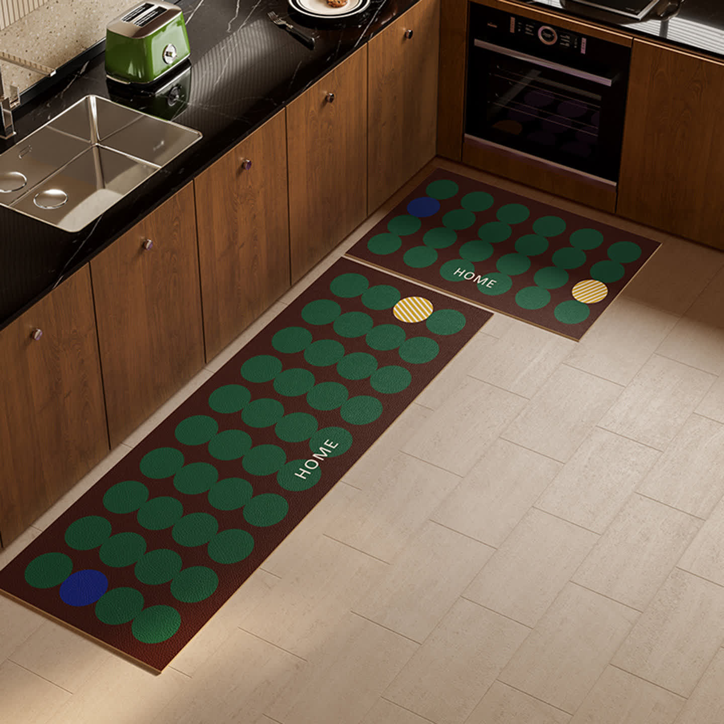 Ownkoti Geometric Polka Dot Kitchen Rug - Green - 17" x 71" - image 7